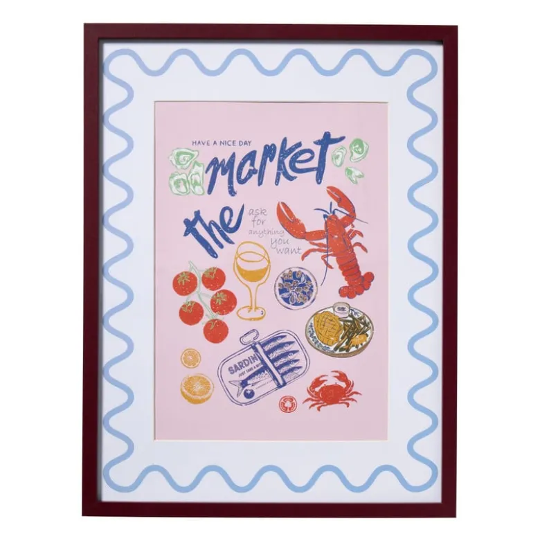 Lijst met poster market - multikleur - 30x40 cm