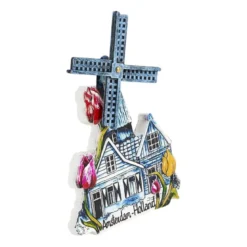 Magneet molen - blauw - 8x1x10 cm