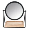 Make-up spiegeltje met plankje - zwart - 19x14x21 cm
