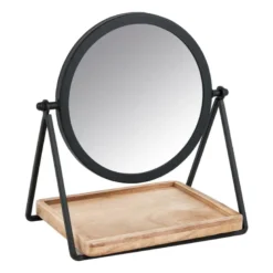 Make-up spiegeltje met plankje - zwart - 19x14x21 cm
