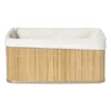 Mand bamboe met teddy - 16x36x27 cm - naturel/wit