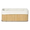 Mand bamboe met teddy - 12x30x23 cm - naturel/wit