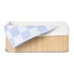 Mand bamboe met teddy - 12x30x23 cm - naturel/wit