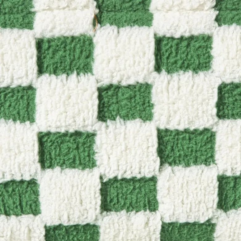 Mand checks groot - groen/wit - 15x36x26 cm
