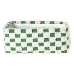 Mand checks groot - groen/wit - 15x36x26 cm