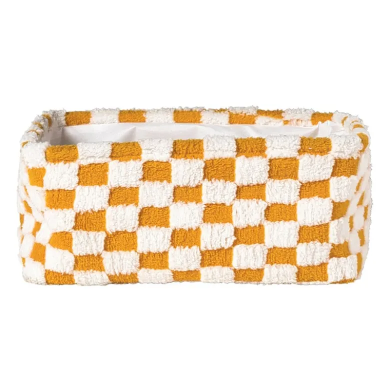 Mand checks groot - oranje/wit - 15x36x26 cm