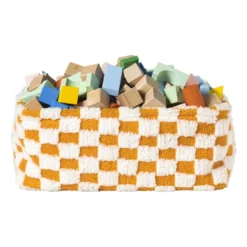 Mand checks groot - oranje/wit - 15x36x26 cm