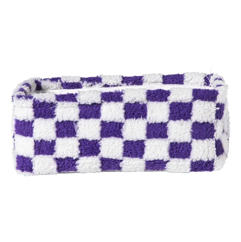 Mand checks klein - paars/wit - 11x30x20 cm