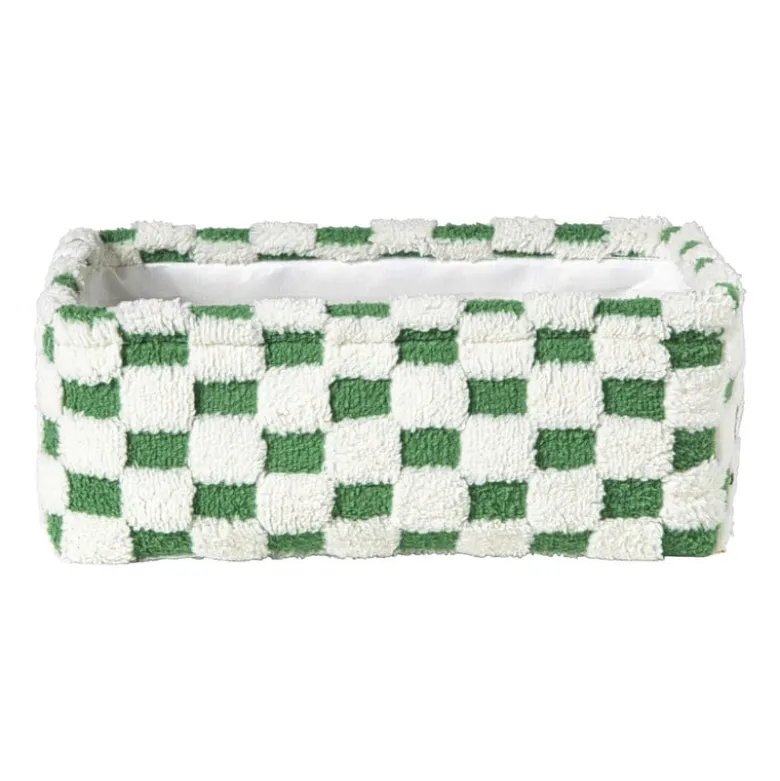 Mand checks middel - groen/wit - 13x33x23 cm