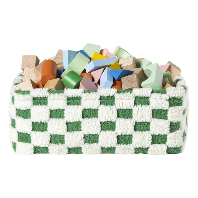 Mand checks middel - groen/wit - 13x33x23 cm