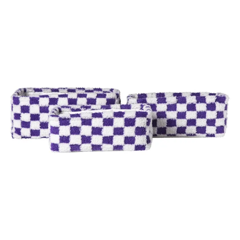 Mand checks middel - paars/wit - 13x33x23 cm