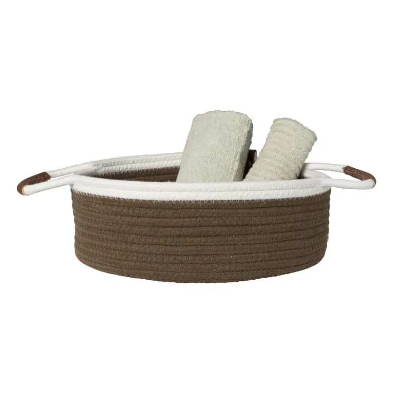 Mand colors laag - bruin/wit - ø30x10 cm