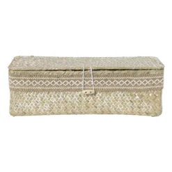 Mand met deksel Stijn - naturel - 9.5x32x12 cm