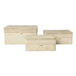 Mand met deksel Stijn - 17.5x35x25 cm - wit