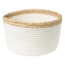 Mand wit met bruine rand - ø20x13 cm