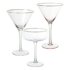 Martiniglas gouden rand - glas - 220 ml