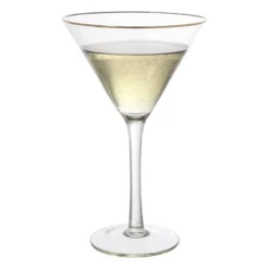 Martiniglas roze gouden rand - glas - 220 ml