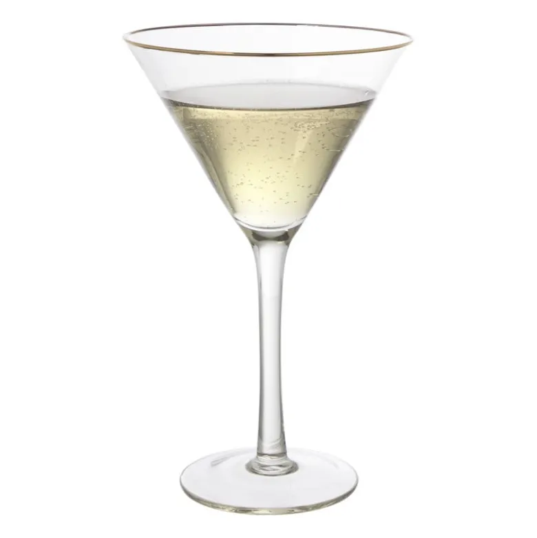 Martiniglas roze gouden rand - glas - 220 ml