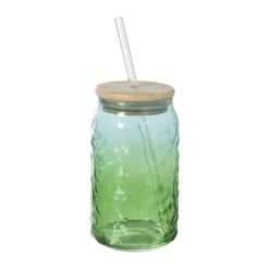 Mason jar iriserend - groen - ø7.5x14 cm