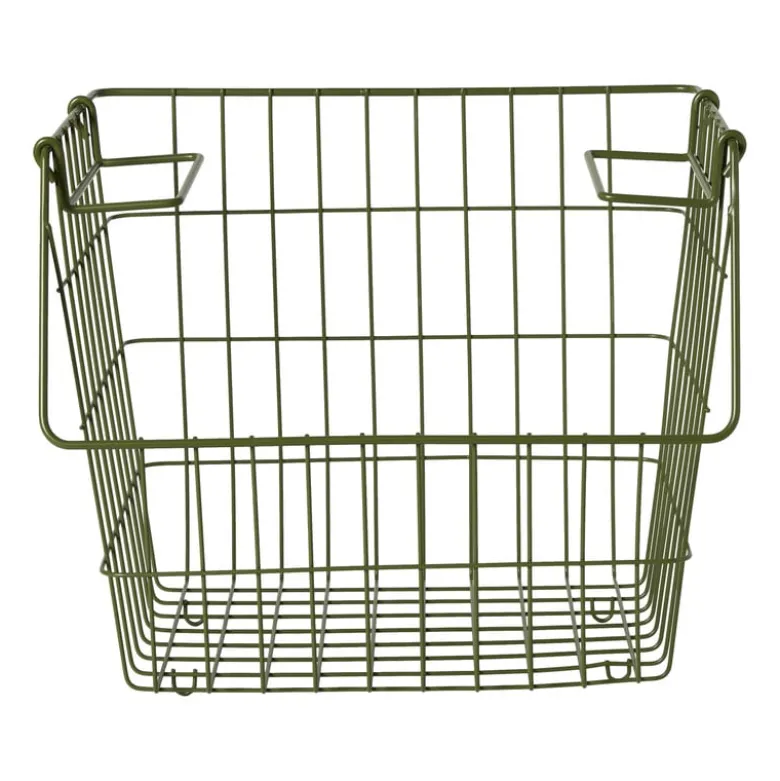 Metalen stapelmand - groen - 26x31.5x31 cm