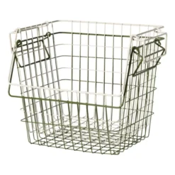 Metalen stapelmand - groen - 26x31.5x31 cm