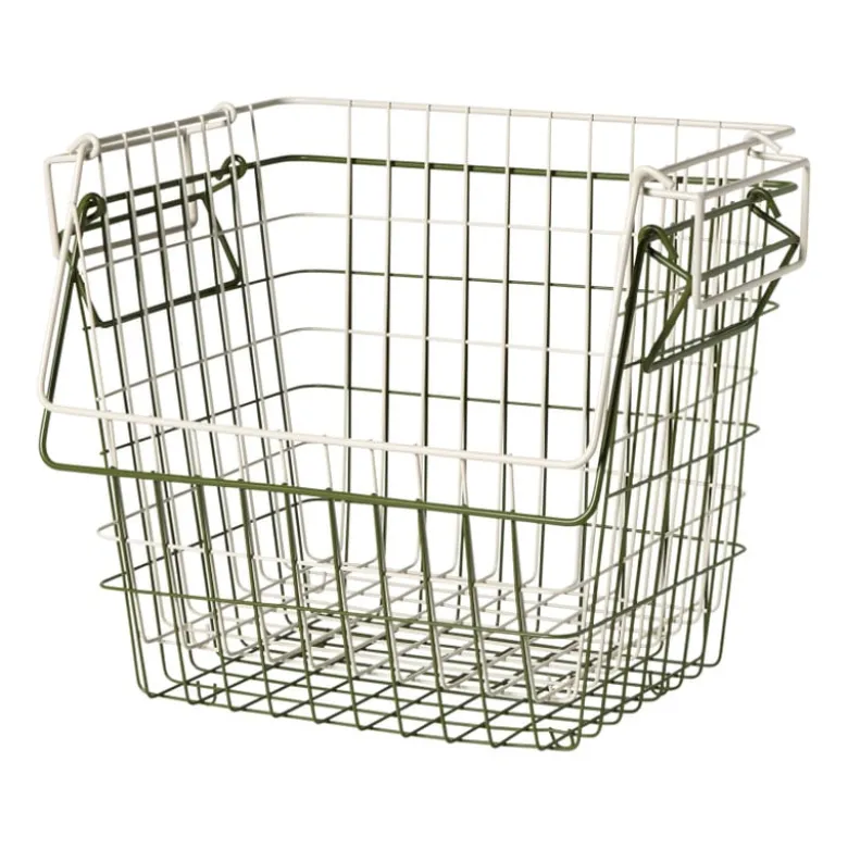 Metalen stapelmand - groen - 26x31.5x31 cm