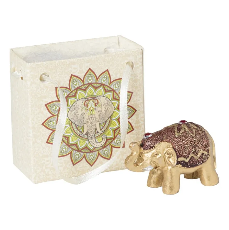 Mini olifant in tasje - diverse kleuren - 3 cm