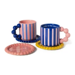 Mini plateau golvende rand - blauw - ø13.8x1.5 cm - Happy at Home by Sanny