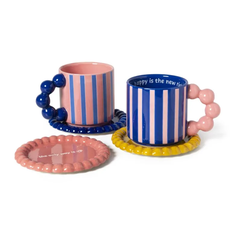 Mini plateau golvende rand - blauw - ø13.8x1.5 cm - Happy at Home by Sanny