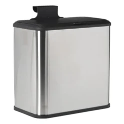 Mini prullenbak - zwart/zilverkleurig - 16.8x25x24.2 cm
