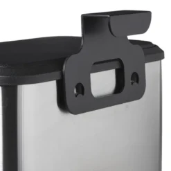 Mini prullenbak - zwart/zilverkleurig - 16.8x25x24.2 cm