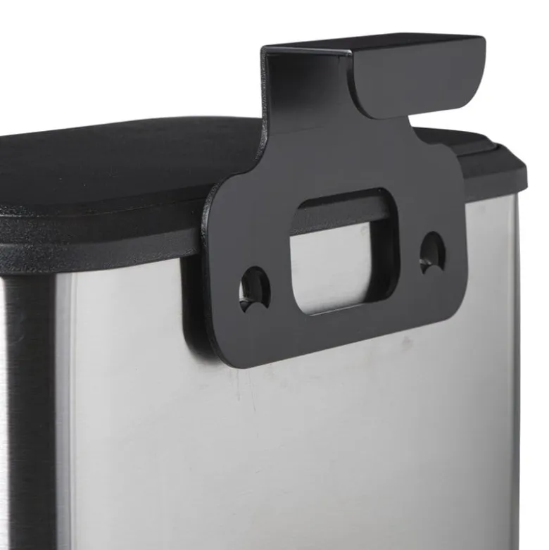 Mini prullenbak - zwart/zilverkleurig - 16.8x25x24.2 cm