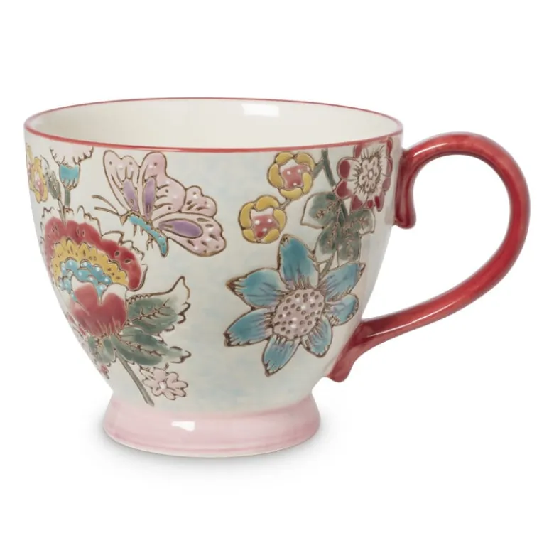 Mok bloemen en vlinder - multikleur - 350 ml