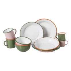 Mok emaille - groen/oranje - 350 ml