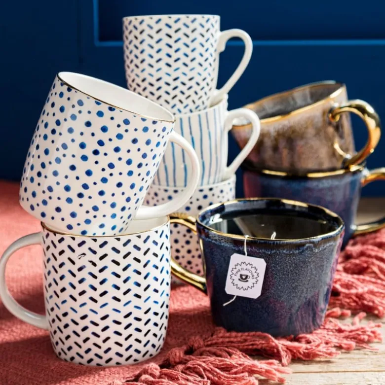 Mok met gouden oor - donkerblauw - 250 ml