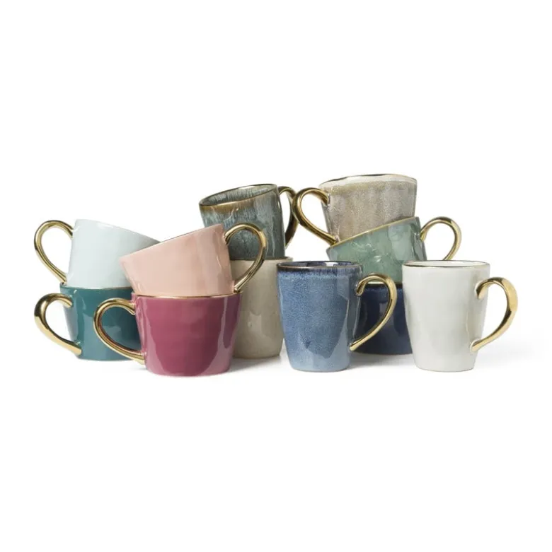 Mok met gouden oortje - blauw - 250 ml