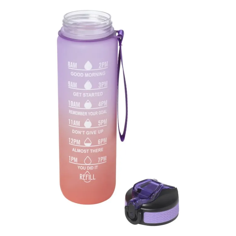 Motivatie waterfles - paars/roze - 1 liter