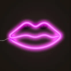 Neon LED lamp lippen - roze - 15x28x2 cm