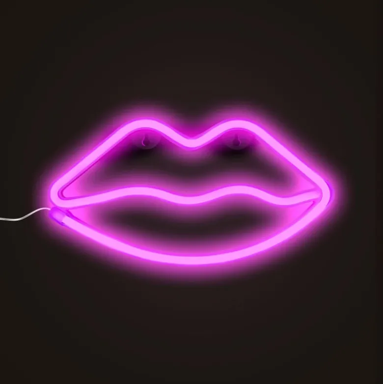 Neon LED lamp lippen - roze - 15x28x2 cm