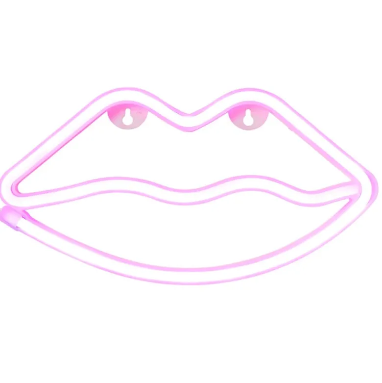 Neon LED lamp lippen - roze - 15x28x2 cm