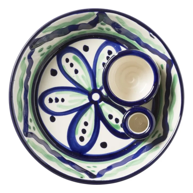 Olijvenbakje flor - groen/blauw - 16 cm