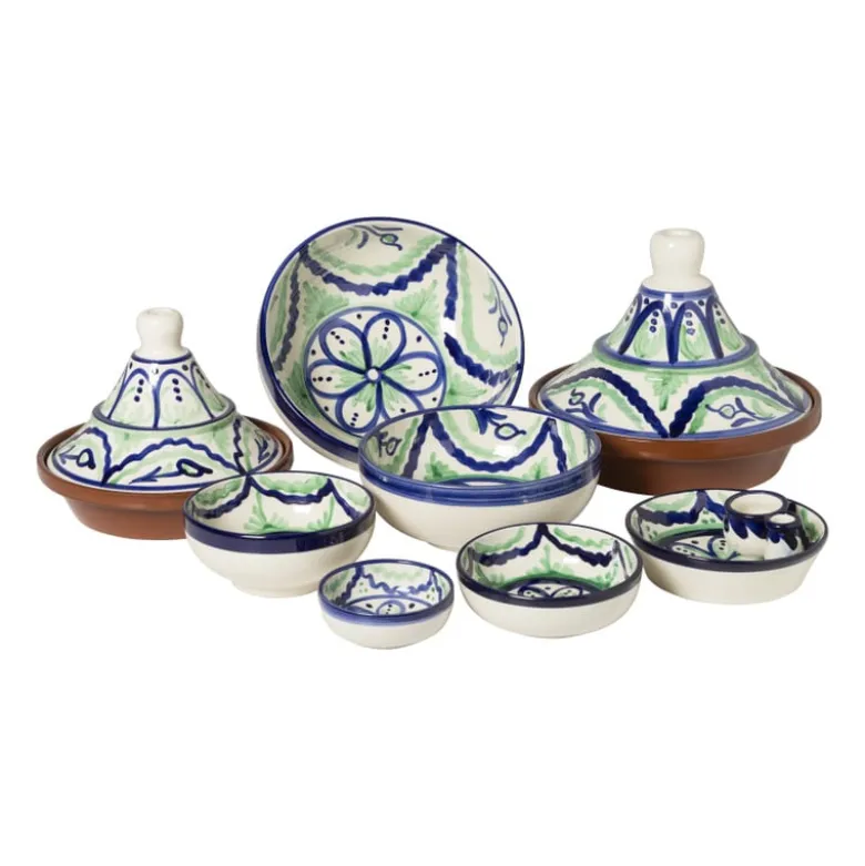 Olijvenbakje flor - groen/blauw - 16 cm