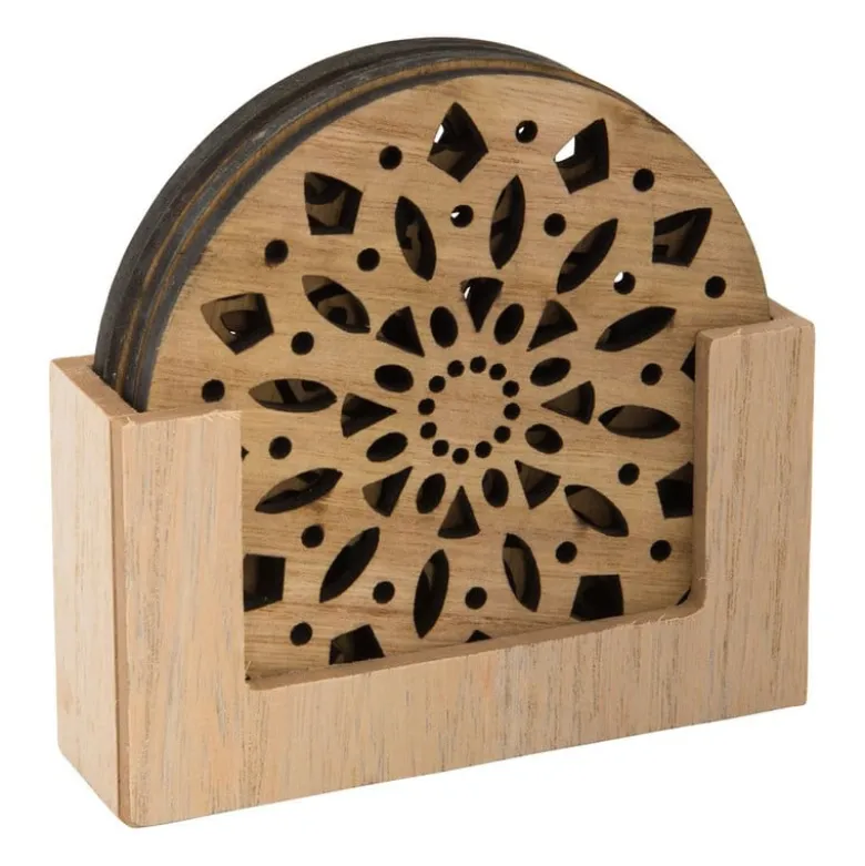 Onderzetter hout deco - set van 4
