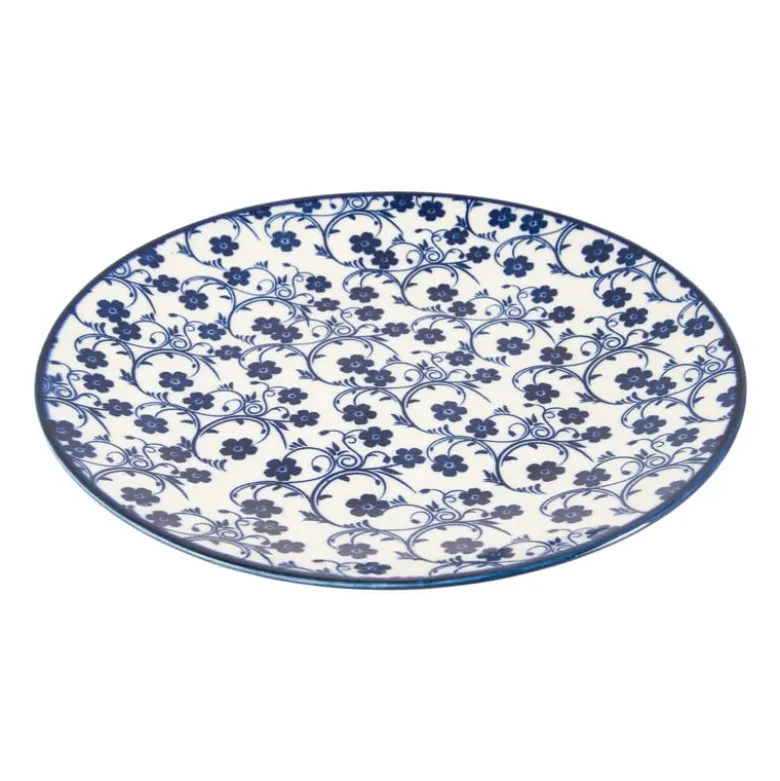 Ontbijtbord blue print - flowers - ⌀21 cm