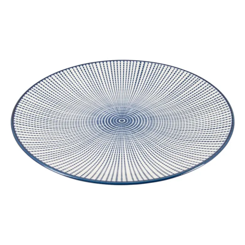 Ontbijtbord blue print - stripes - ⌀21 cm