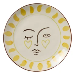 Ontbijtbord luna - beige/roze/geel - ø21x2.5 cm
