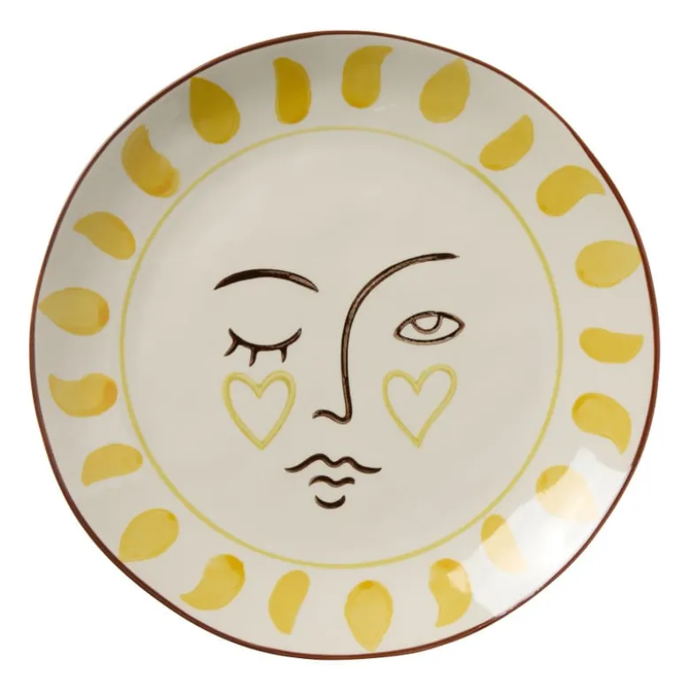 Ontbijtbord luna - beige/roze/geel - ø21x2.5 cm