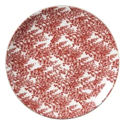 Ontbijtbord Mirna blaadjes - rood/wit - ø22x2 cm