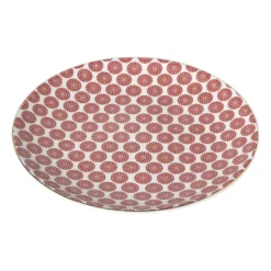 Ontbijtbord Mirna bloem - rood/wit - ø22x2 cm