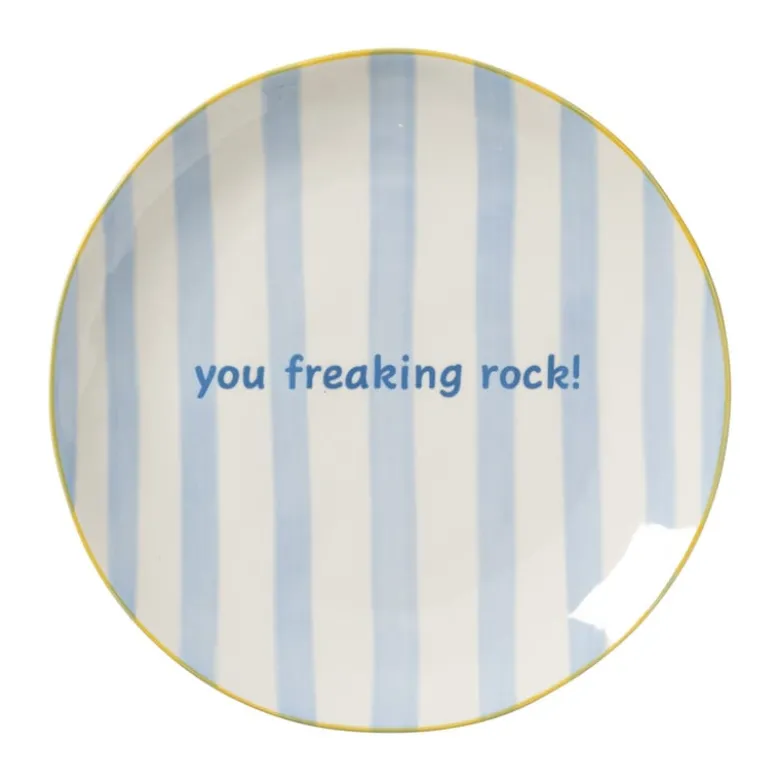 Ontbijtbord streep - blauw - ø2.5x21 cm - Happy at Home by Sanny